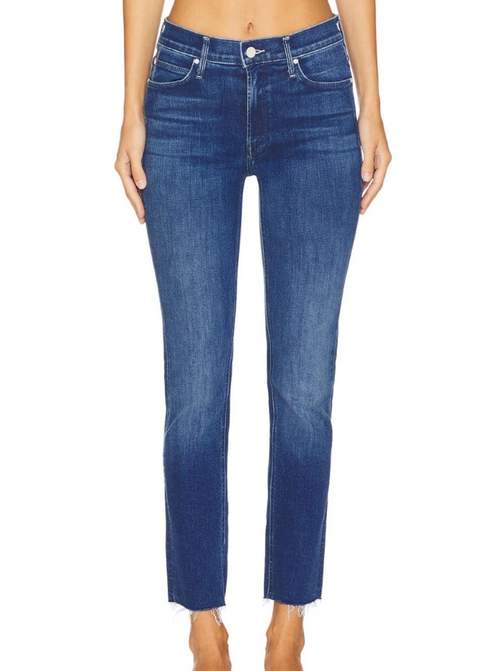 MOTHER The Mid Rise Dazzler Ankle Fray Jeans